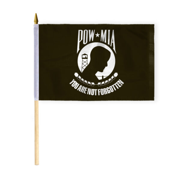 AGAS Pow Mia Flag 6x9 inch Mounted on 18 inch Wooden Stick