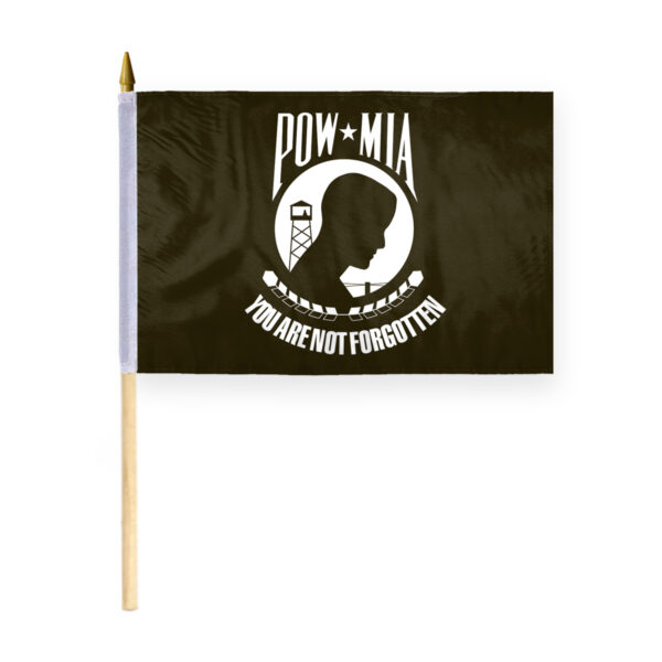 AGAS Pow Mia Flag 8x12 inch Mounted on 18 inch Wooden Stick
