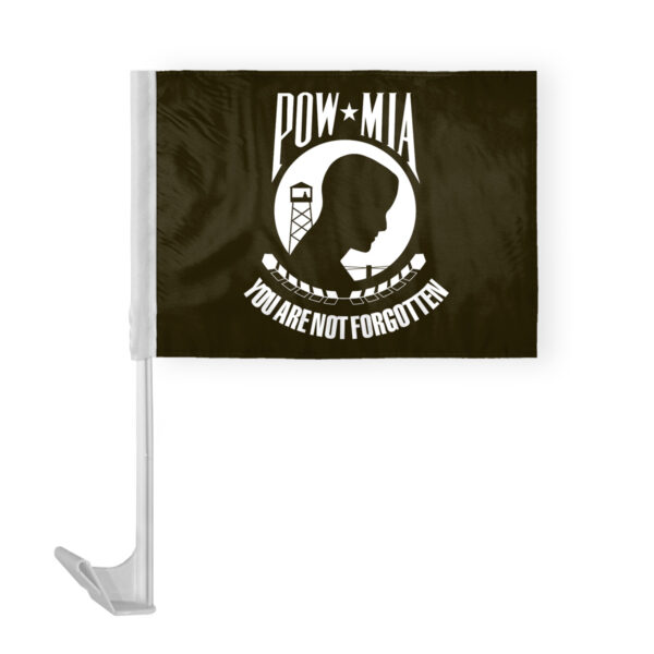AGAS 10.5x15 inch US Military Car Flag - Attached to 19 inch White Stiff Unbreakable Pole