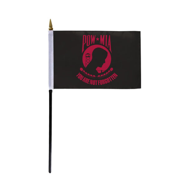 AGAS 4x6 Inch POW MIA Red and Black mini Military Stick Flags