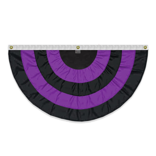 AGAS 3x6 Ft Pleated Mourning Full Fan Bunting, Black and Purple Stripes for Funerals & Memorials