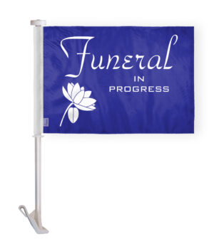 AGAS 10.5x15 inch Funeral In Progress Premium Car Window Flag Purple & White Flower Design