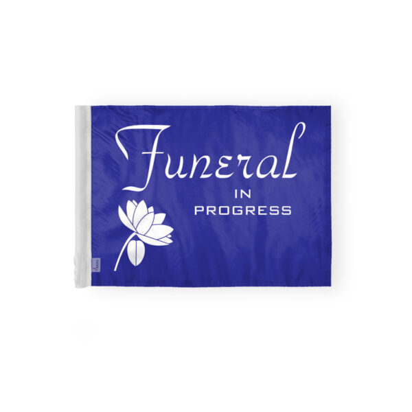 AGAS 6x9 inch Funeral In Progress Motorcycle Flag Purple & White Flower Design