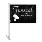 AGAS 10.5x15 inch Funeral In Progress Premium Car Window Flag Black & White Flower Design