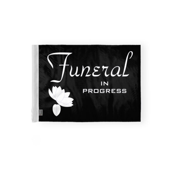 AGAS 6x9 inch Funeral In Progress Motorcycle Flag Black & White Flower Design