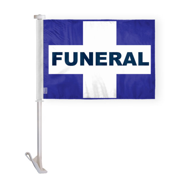 AGAS Car Window Funeral Cross Car Flags - 10.5x15 inch White Cross on Purple