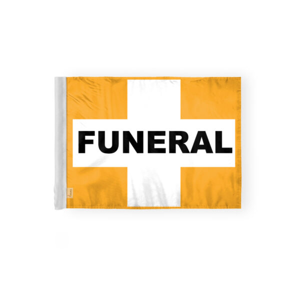 AGAS Memorial Service Funeral Motorcycle Flags - 6x9 inch White Cross on Gold