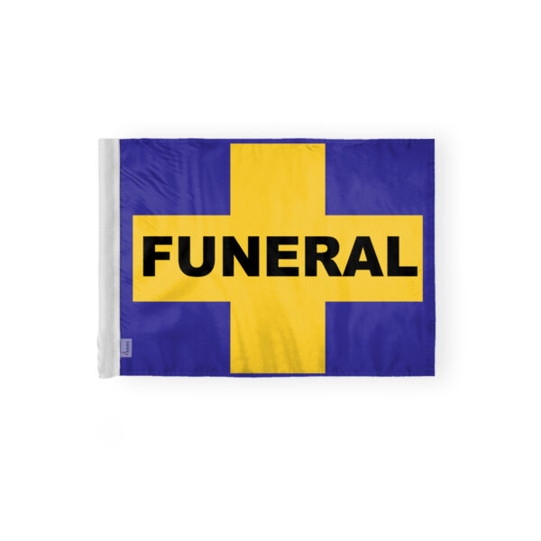AGAS Memorial Service Funeral Motorcycle Flags - 6x9 inch Yellow Cross on Purple