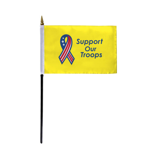 AGAS 4x6 Inch Yellow Support our troops mini Military Stick Flag