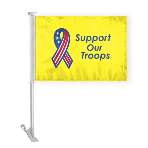 AGAS 12x16 inch US Yellow Support Our Troops Military Car Flag