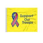 AGAS 12x18 inch US Yellow Support our Troops Military Car Ceremonial Antenna Flag
