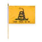 AGAS Don't Tread on Me Gadsden Flag 12x18 inch - 24" Wood Pole 100% Outdoor Polyester