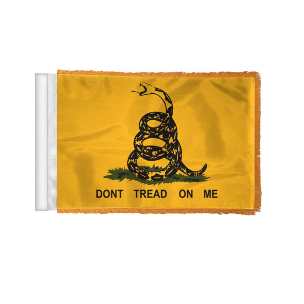 AGAS Don't Tread on Me Gadsden Antenna Flag For Cars with Gold Fringe 4x6 inch