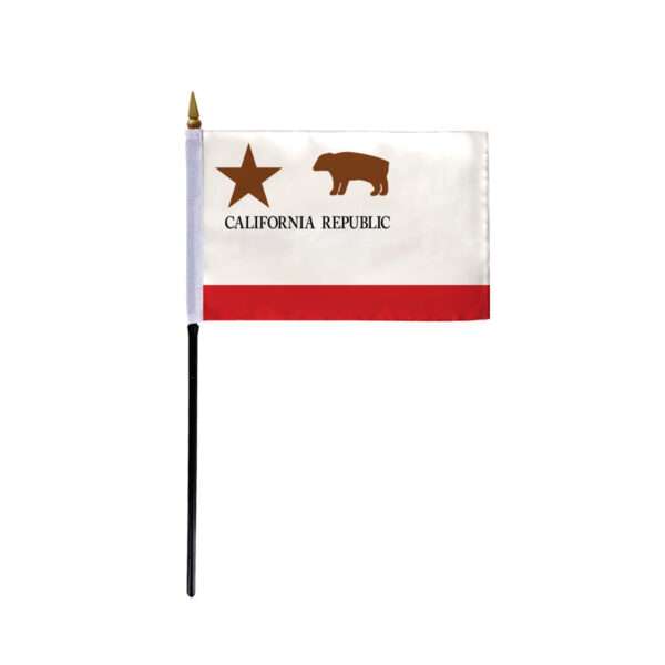 4"x6" California Republic flag w/pole