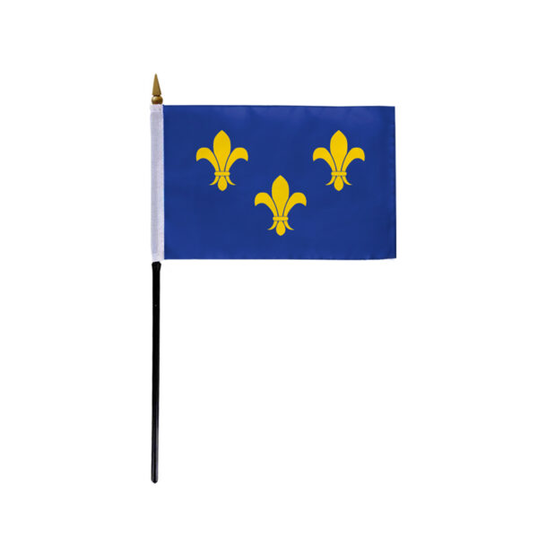 4"x6" Blue Fleur de Lis flag w/pole