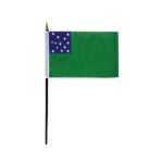 AGAS Mini Green Mountain Boys Historical Stick Flags - 4x6 inch Polyester with 10" Plastic Pole - Vermont National Guard Banner