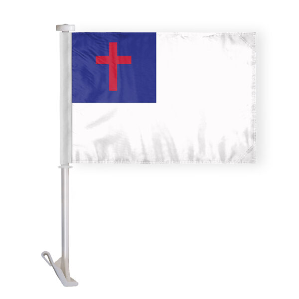 AGAS Christian Car Flag 10.5x15 inch attached to 19 inch Unbreakable Pole