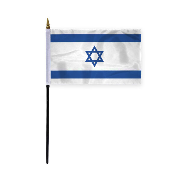 AGAS Flags 4"x6" Inch Israel Stick Flag, Printed on 200D Nylon