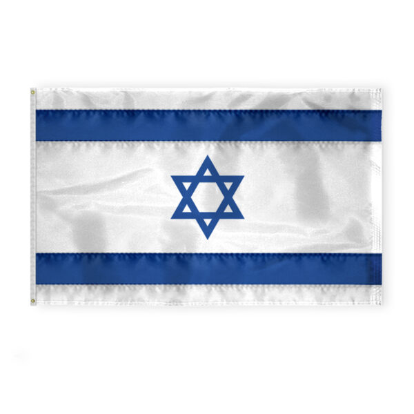 AGAS Israel Traditional Embroidered flag 5x8 Ft - Material 200D Nylon - Canvas Header Brass Grommets - Deluxe Sewn