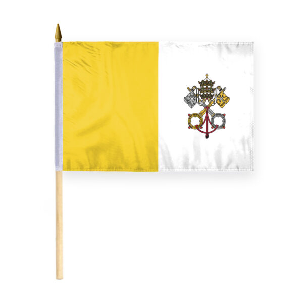 AGAS Flags 12"x18" Inch Papal Stick Flag, Printed on Economy Polyester