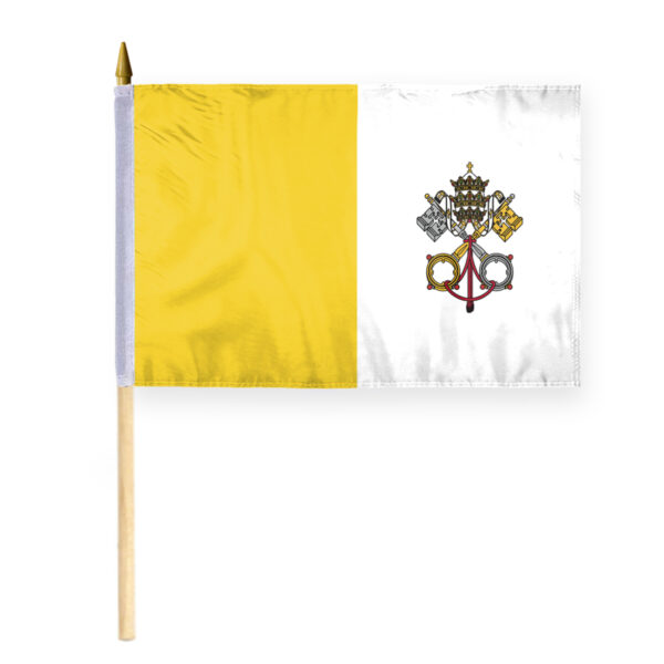 AGAS Flags 16"x24" Inch Papal Stick Flag, Printed on Economy Polyester