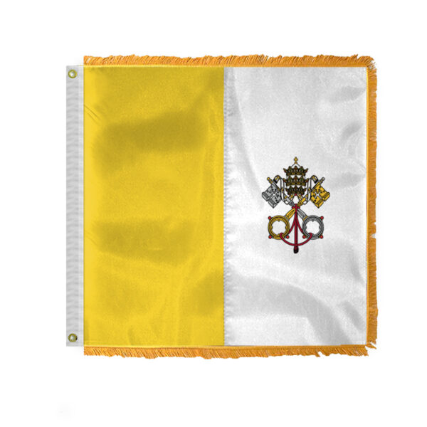 AGAS Flags 2'x2' Ft Papal Flag, Ceremonial Flag, Printed on 200D Nylon, With Gold Fringe.