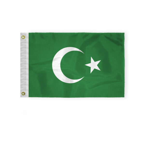AGAS Flags 12"x18" Inch Islamic Flag, White Seal, Printed on 200D Nylon