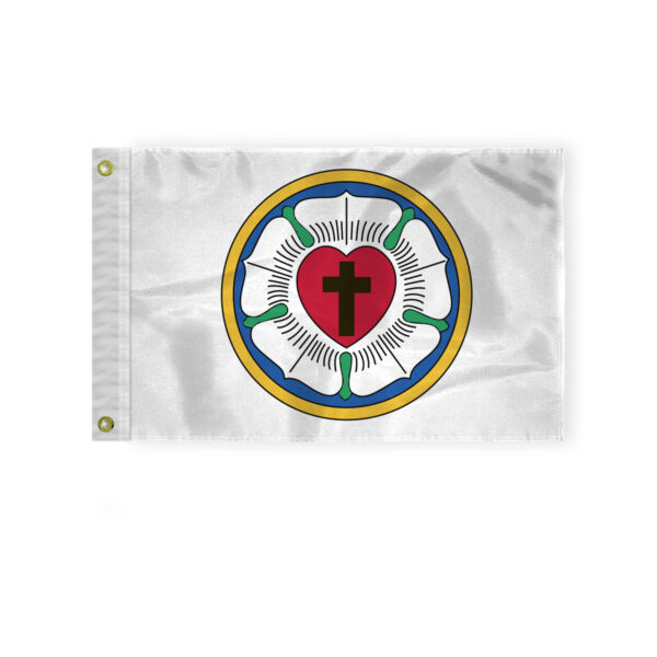 AGAS Flags 12"x18" Inch Lutheran Rose, Printed on Heavy Duty 200D Nylon
