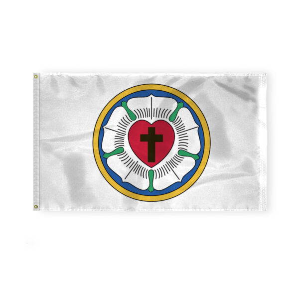 AGAS Flags 3'x5' Ft Lutheran Rose, Printed on Heavy Duty 200D Nylon