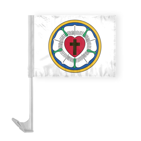 AGAS Flags 12"x16" Inch Lutheran Rose Car Flag, Printed on Economy Polyester