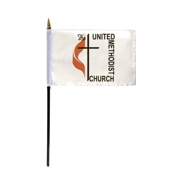 AGAS Flags 4"x6" Inch Methodist Stick Flag, Printed on Economy Polyester