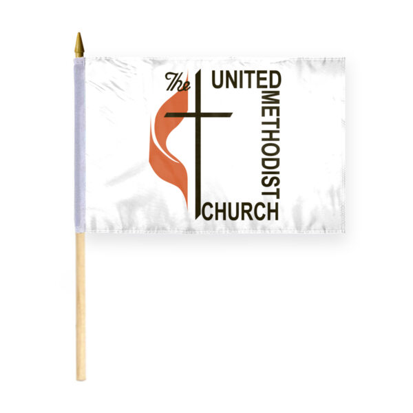 AGAS Flags 12"x18" Inch Methodist Stick Flag, Printed on Economy Polyester
