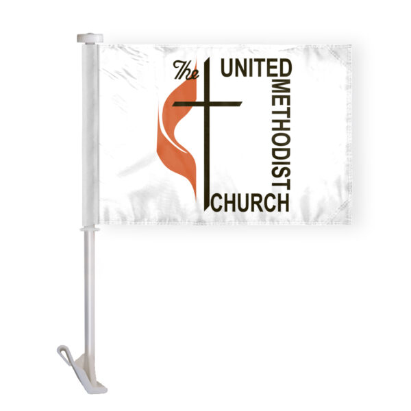 AGAS Flags 10.5"x15" Inch Methodist Premium Car Flag, Printed on Double Sided Wrap Knitted Polyester
