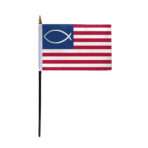 AGAS Flags 4"x6" Inch Jesus Fish Stick Flag, Printed on Economy Polyester