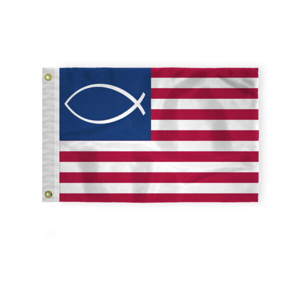 AGAS Flags 12"x18" Inch Jesus Fish Flag, Printed on 200D Nylon