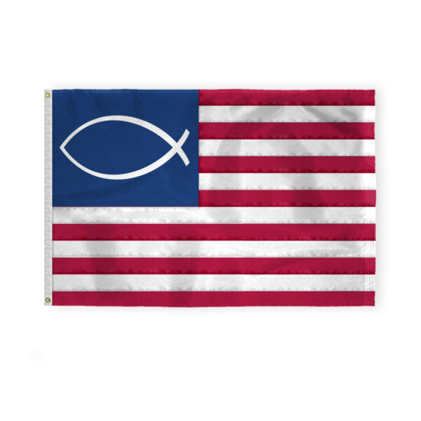 AGAS Flags 4'x6' Ft Jesus Fish Flag, Sewn Flag,Embroidered on 200D Nylon.