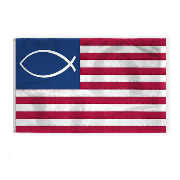 AGAS Flags 5'x8' Ft Jesus Fish Flag, Double Sided Flag, Printed on 200D Nylon.