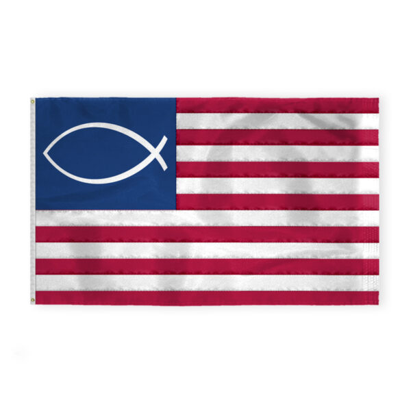 AGAS Flags 6'x10' Ft Jesus Fish Flag, Sewn Flag, Embroidered on 200D Nylon