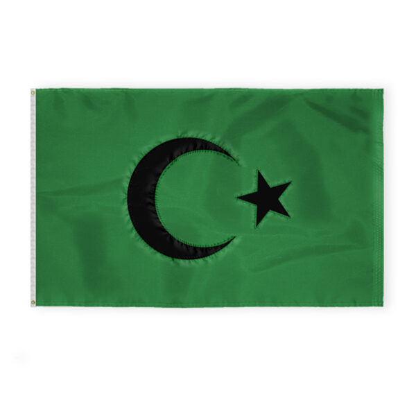 AGAS Flags 5'x8' Ft Islamic Flag Black Seal, Sewn Flag,Embroidered on 200D Nylon.