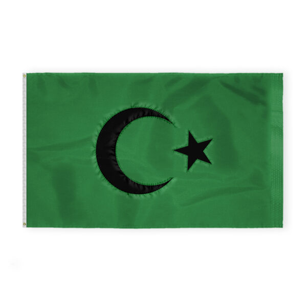 AGAS Flags 6'x10' Ft Islamic Flag Black Seal, Sewn Flag, Embroidered on 200D Nylon