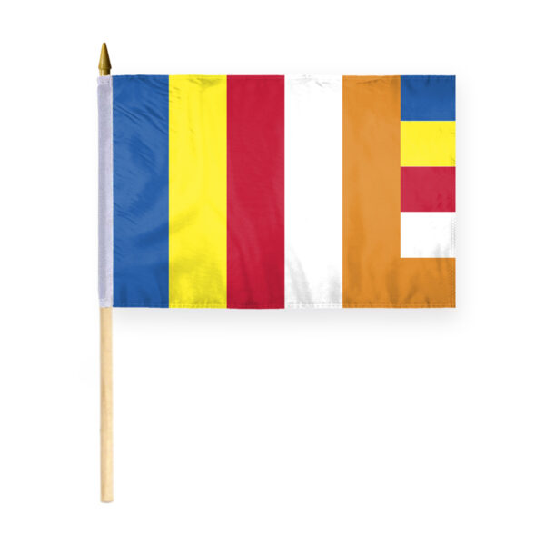 AGAS Flags 12"x18" Inch Buddhist Stick Flag, Printed on Economy Polyester