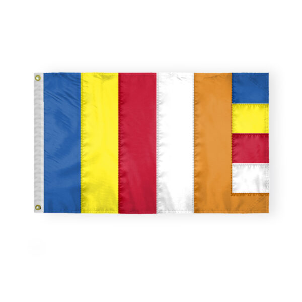 AGAS Flags 3'x5' Ft Buddhist Flag, Sewn Flag, Embroidered on 200D Nylon.