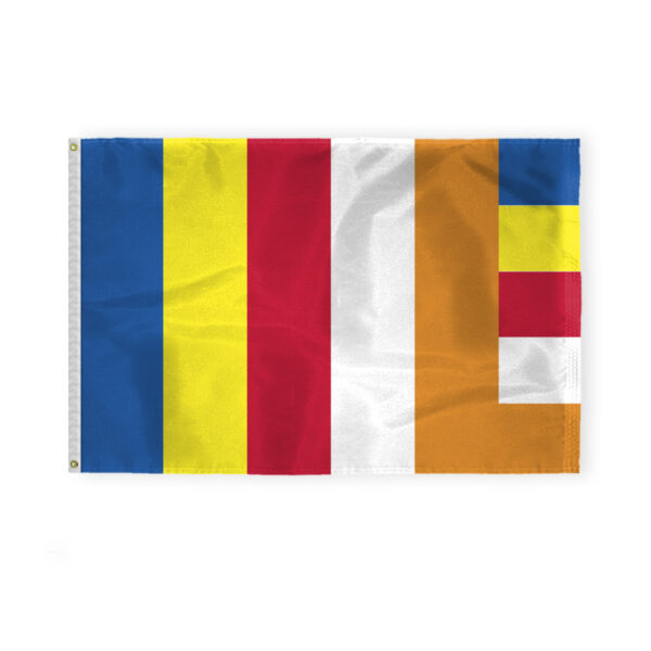 AGAS Flags 4'x6' Ft Buddhist Flag, Printed on 200D Nylon, With Sturdy Canvas Header