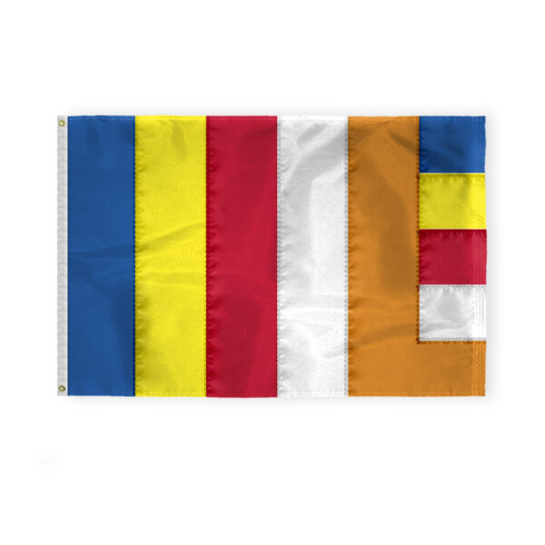 AGAS Flags 4'x6' Ft Buddhist Flag, Sewn Flag,Embroidered on 200D Nylon