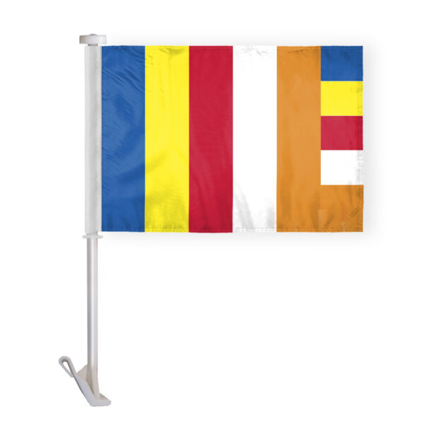 AGAS Flags 10.5"x15" Inch Buddhist Premium Car Flag, Printed on Double Sided Wrap Knitted Polyester