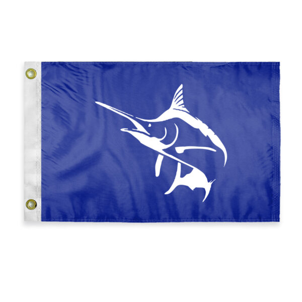 AGAS White Marlin Novelty Boat Flag - 12 x 18 inch - Double Sided Printed 200D Nylon