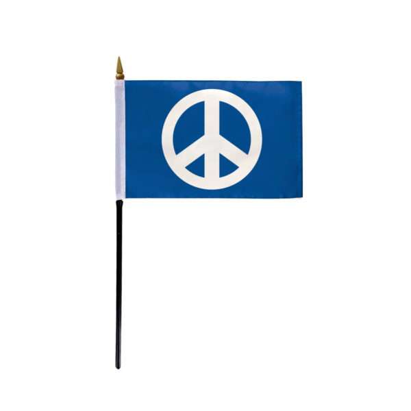AGAS Small Handheld Peace Symbol Stick Flag Blue - 4x6 inch Polyester Material