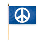 AGAS Peace Symbol Stick Flag Blue - 12x18 inch Polyester Material with 24" Wooden Stick