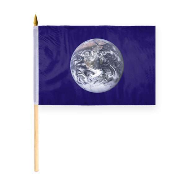 AGAS Earth Day Stick Flag - 12x18 inch Polyester Material with 24"