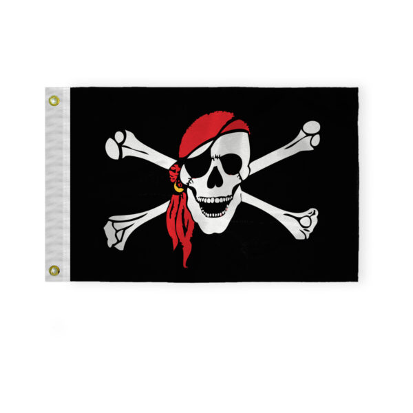 AGAS Red Skull Pirate Bandana One Eyed Jack Boat Nautical Flag 12x18 inches